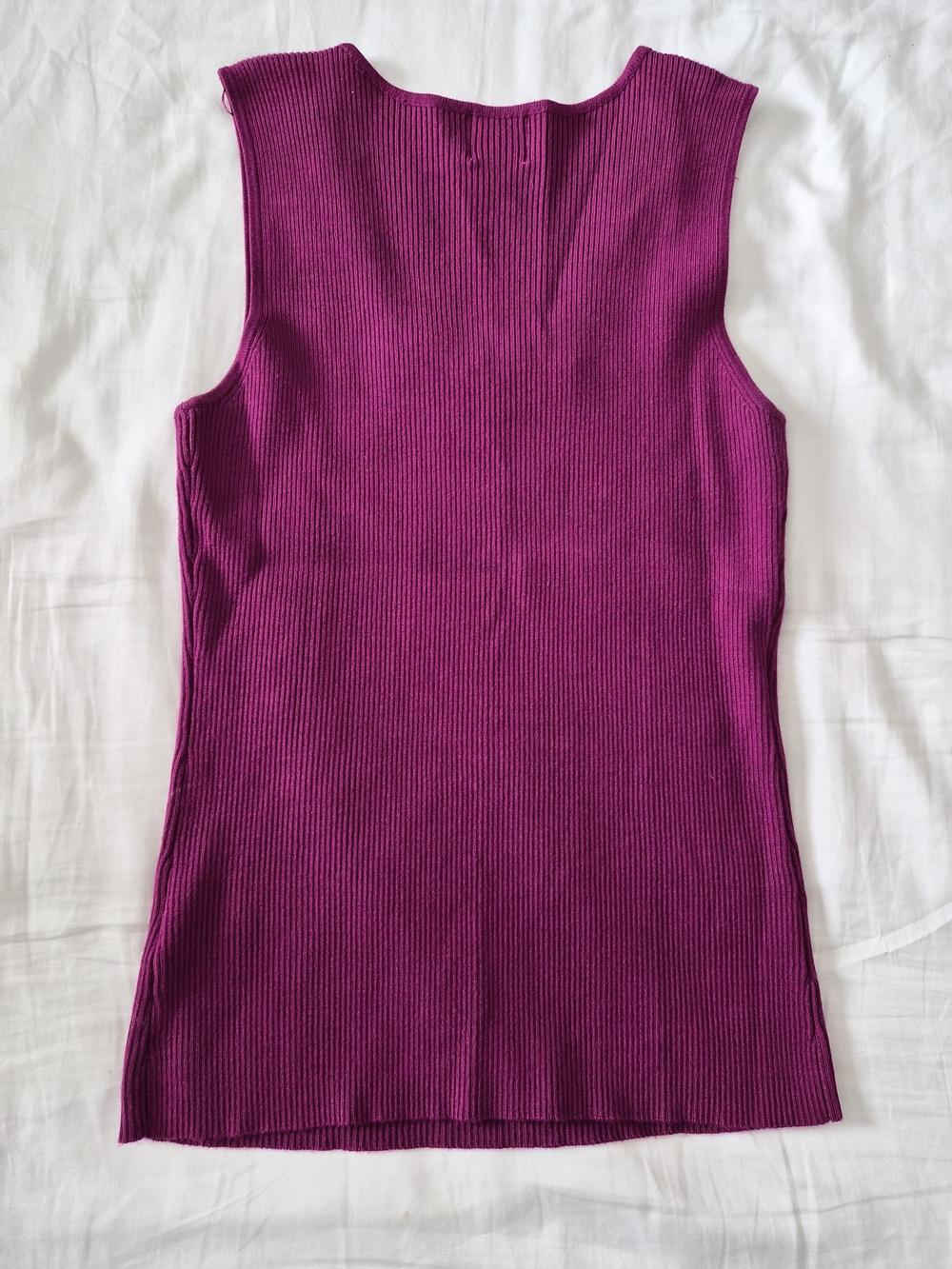 Ruby Rd. Magenta Ribbed Tank with Beaded Neckline - Picture 5 of 5